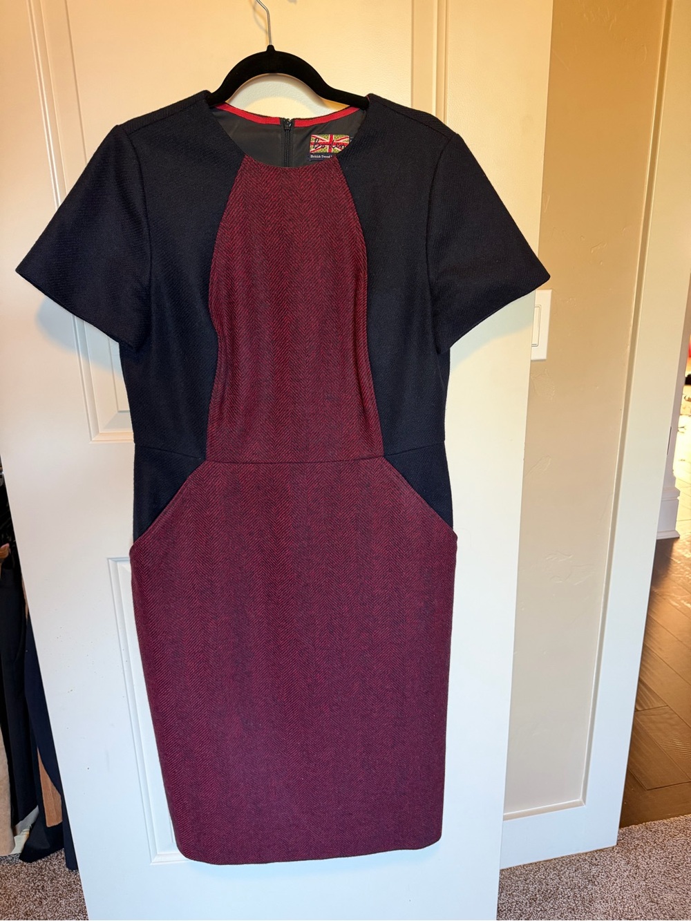 Boden British Tweed Colorblock Sheath Dress | US 12L